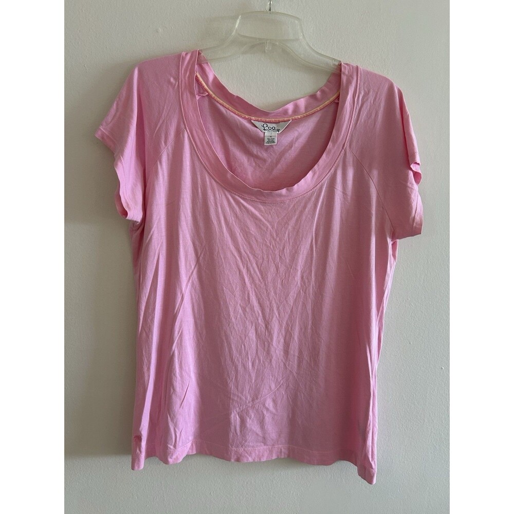 Lilly Pulitzer Women’s Pink T-Shirt scoop Neck Short Sleeve Size XL Pima Cotton
